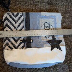 Mona B Mixed-Panel Tote in Black, White, Gray